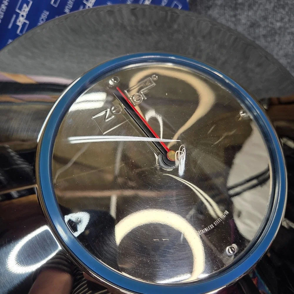 Vintage Zepter Metal Postmodern Wall Clock Stainless Steel MCM Chrome NEW